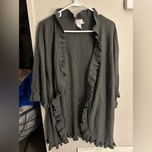 Hot in Hollywood Size Medium Gray Ruffled Cardigan